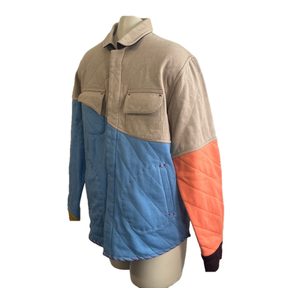 One432  reversible Upcycled Handmade button down thick pockets jacket  XS